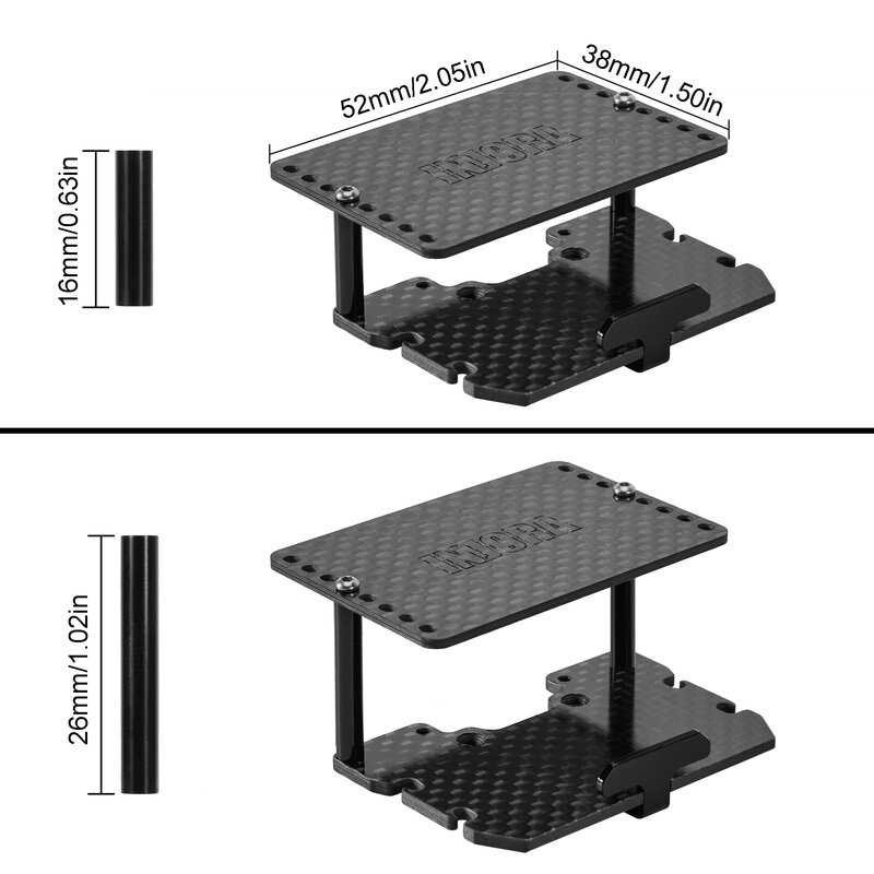 INJORA Double Decker Carbon Fiber Plate Battery ESC Receiver Tray for 1/18 RC Crawler TRX4M