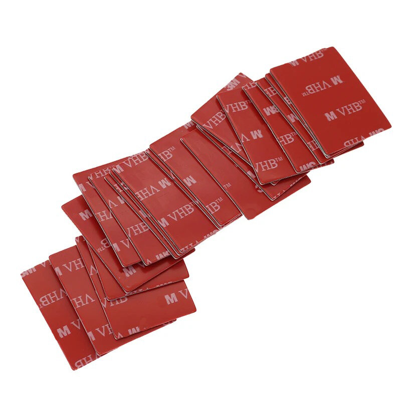 20sheets Gray Tape Rubber Foam Double-sided Adhesive Strong Sticking Surface Red Gray Bottom Office Stationery Tape 30x40mm