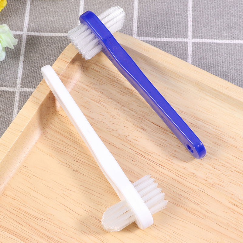 4 Stuks Draagbare Reinigingsborstel Prothese Cleaner Dubbele Koppen Tandenborstels Zijreinigers Kleine Dual Pp Voor