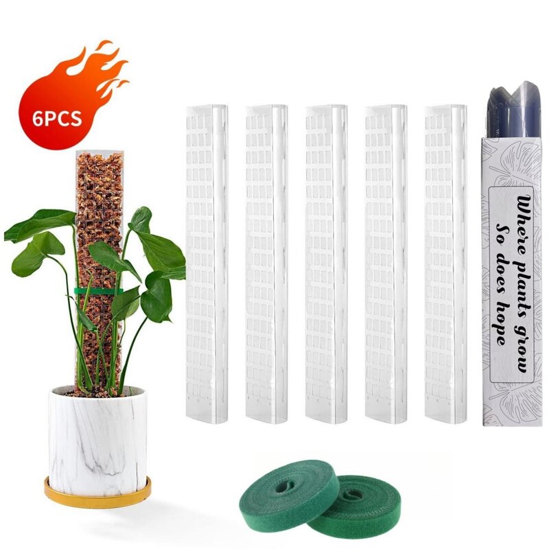 이끼 기둥 식물 지지대 플라스틱 투명 재사용 가능한 실내 화분 스틱, 정원 위로 성장하기 위한 트레인 크리퍼 식물