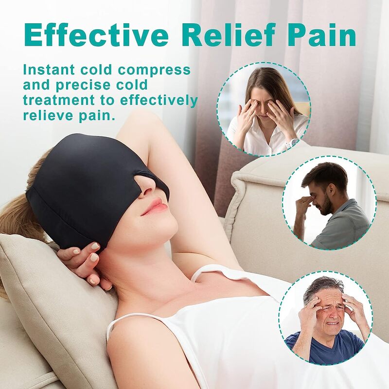 Kapelusz z ulgą na migrenę, kapelusz na ból głowy, żel, gorąca terapia zimnem czapka lodowa do działa przeciwbólowo, maska na oczy ulga w bólu ciśnienia stresowego