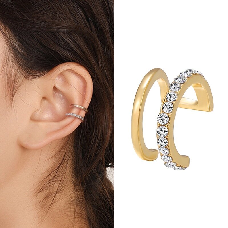 Brincos de aço inoxidável personalizados para mulheres, clipe de ouvido, sem piercing, moda