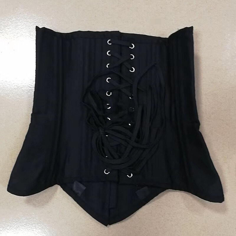 Women Cotton Double Steel Boned Waist Cincher With Crotch Wrap Court Corset Trimmer Belt Adjustable Tummy Tuck Girdle  Belly Con