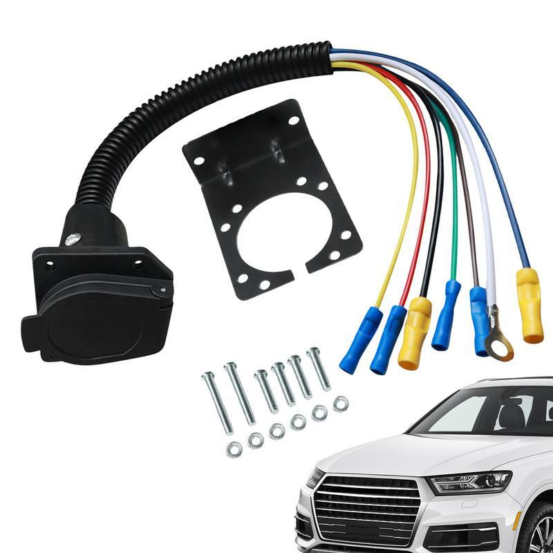 Soket konektor lampu kereta gandeng tembaga kabel Harness sisi kendaraan dapat diandalkan perlindungan kawat listrik Trailer Adapter