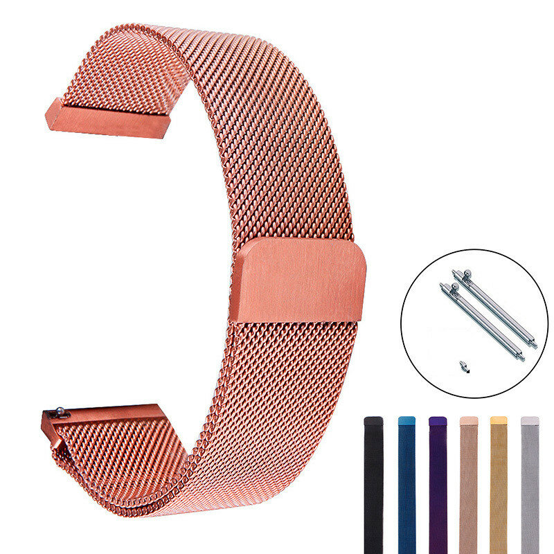 14mm 16mm 18mm 20mm 22mm cinturino in acciaio inossidabile cinturino ad anello magnetico Milanese in oro rosa per Samsung S3 Garmin Fenix5 Huami
