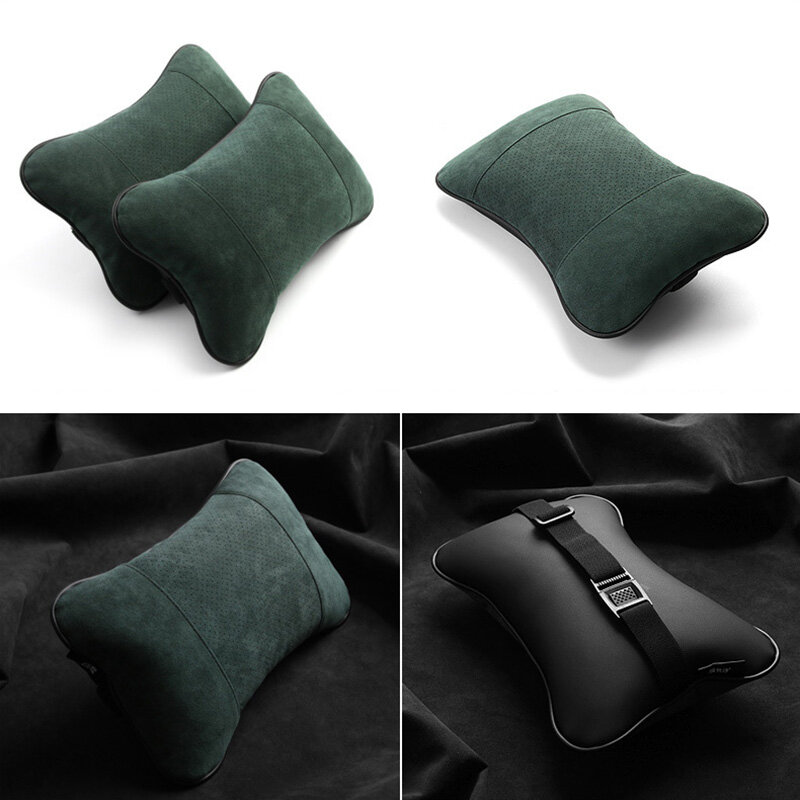YMW Italian Alcantara car neck pillows both side artificial leather single headrest fit for filled fiber universal cars pillow