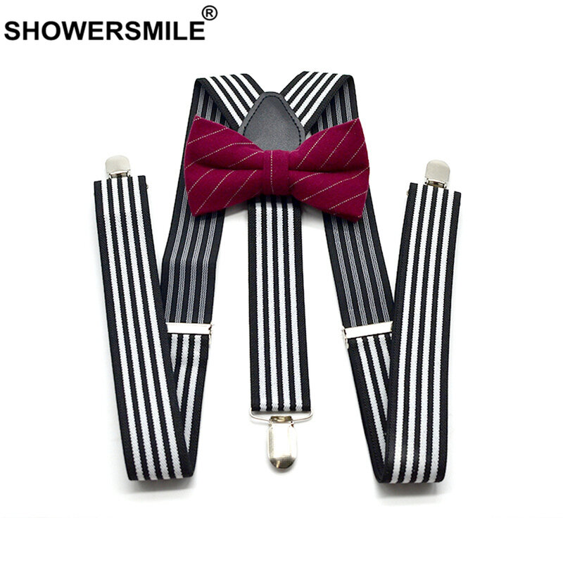 Подтяжки SHOWERSMILE с галстуком-бабочкой для мужчин и женщин, подтяжки в клетку для брюк, британские винтажные подтяжки для женщин и мужчин, подтяжки для рубашек, 3,5 см