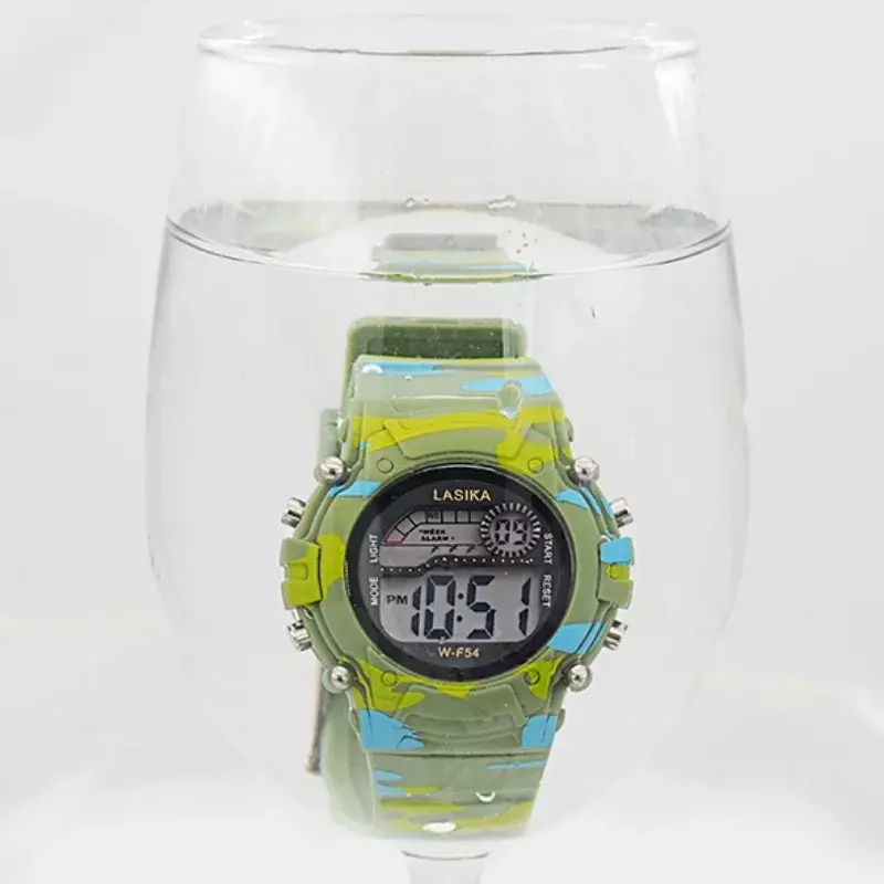 어린이 위장 시계 스포츠 어린이 고무 스트랩 방수 LED 디지털 시계, 어린이 학생 소녀, 소년 손목 시계