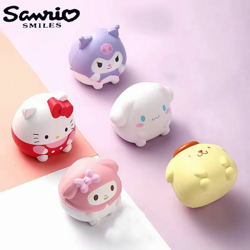 Mainan empuk dekompresi Hello Kitty Sanrio Kuromi Cinnamoroll pereda stres Squishy Kawaii Melody Anime kartun anak-anak