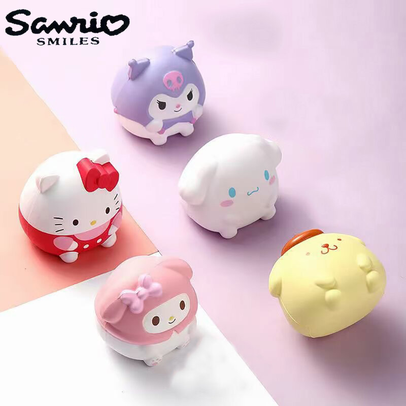 Juguete de peluche de descompresión para niños, Hello Kitty, Sanrio, Kuromi, Cinnamoroll, alivio del estrés, Squishy, Kawaii Melody, Anime, dibujos animados