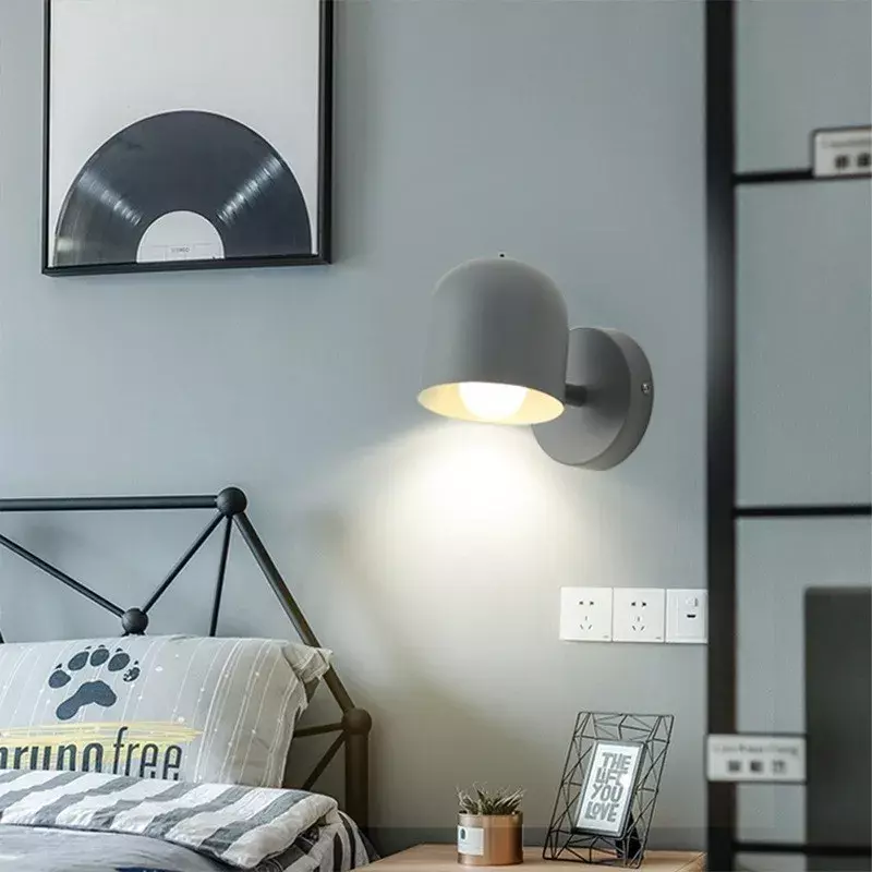 북유럽 LED 벽 램프, 회전식 마카롱 침실 침대 옆 램프, 거실 복도 눈 보호 독서등, 실내 가정 조명