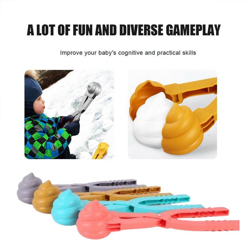 Poop Shaped Plastic Snowball Maker Clip para crianças, Snow Sand Mold Tool, Snowball Fight, Outdoor Fun Sports, Inverno