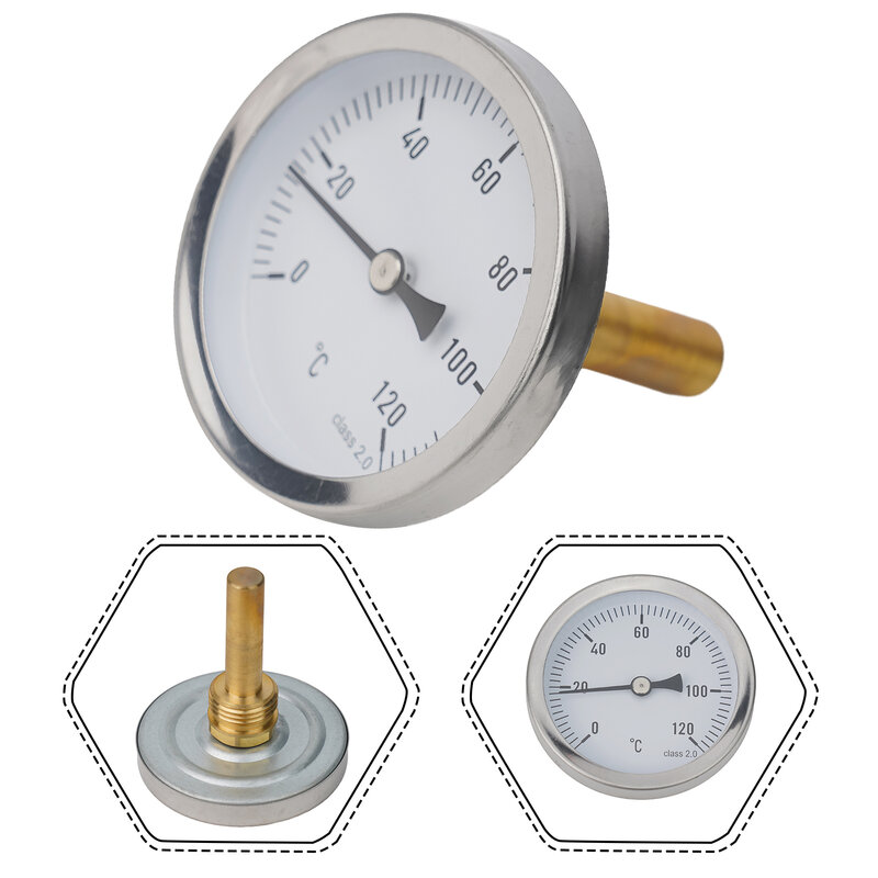 Thermometer With Copper Sheath 1/2\" Axial Screw-in Buffer Boiler Heating 120°C Household Hot And Cold Bathroom Accessories