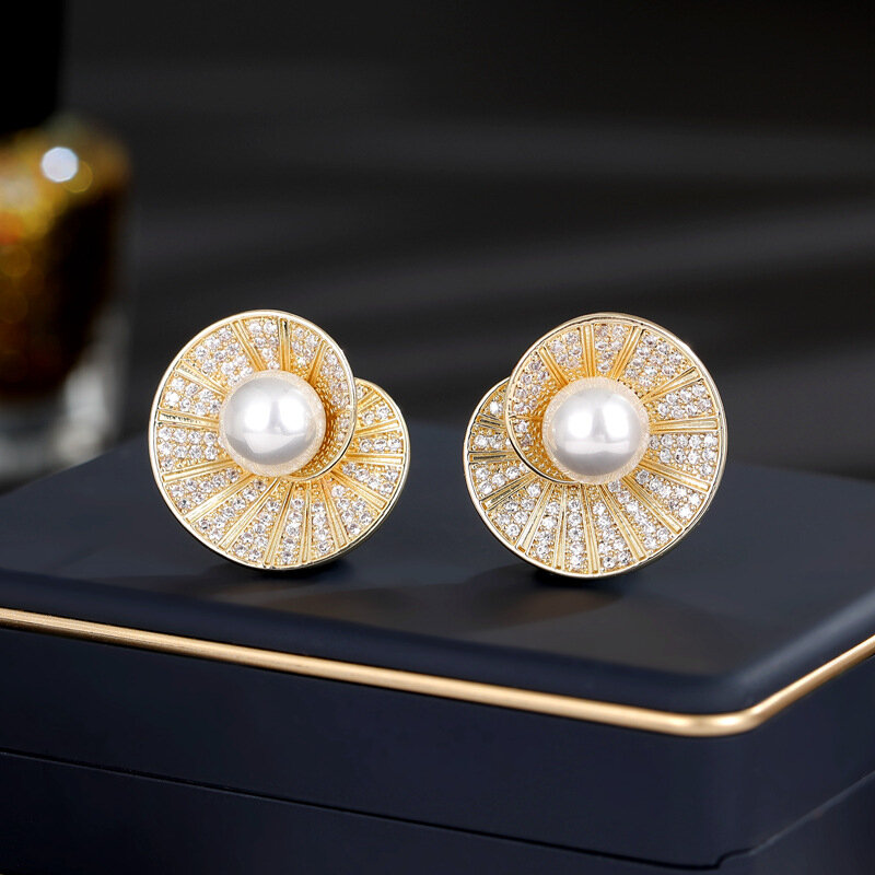 Boucles d'oreilles en argent S925 avec conception de perles et coquillages, style de luxe rétro, haute qualité, nouveau
