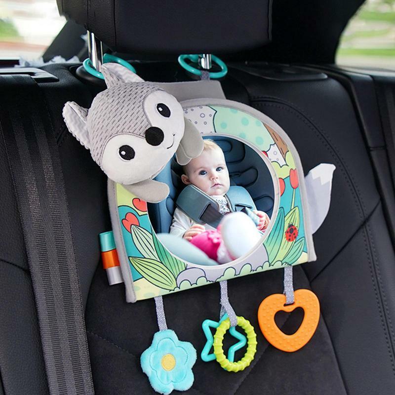 กระจกรถยนต์เด็กทารกกระจกมองหลังเบาะนั่งรถยนต์ด้านหลังของเล่นฝึกประสาทสัมผัสสำหรับเด็กปรับการศึกษาได้