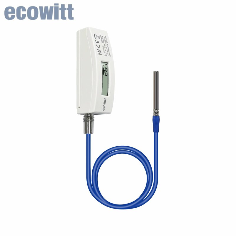 Ecowitt-termómetro WN34D con pantalla LCD, Sensor de alambre de silicona de 3,28 pies/1m, SONDA DE-55 °C ~ 125 °C, Sensor de temperatura para piscina, estanque