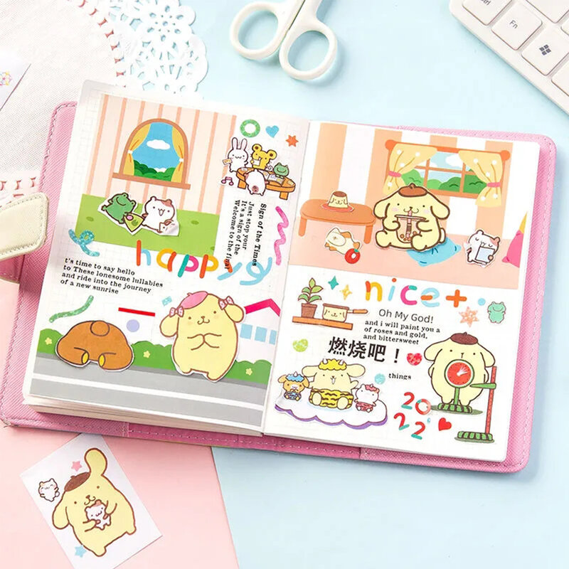 50 buah stiker Anime kartun lucu Sanrio mainan stiker alat tulis ponsel stiker Hello Kitty Melody