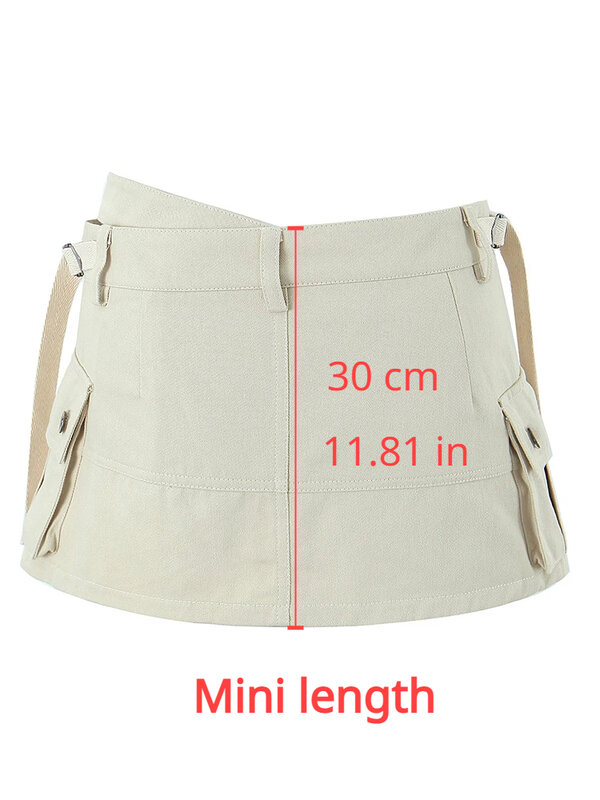 Suninbox Korean Dongdaemun High Quality Clothing Women Summer Low Waist Mini Skirt Y2k Pockets Skirts with Belt Casual Clubwear