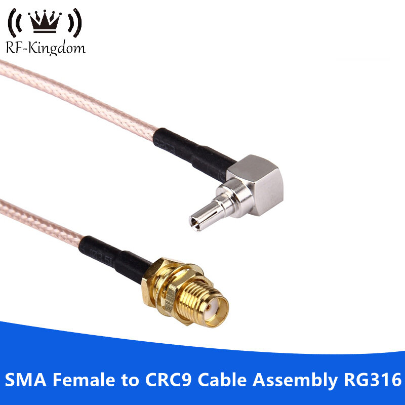 Złącze żeńskie SMA żeńskie do CRC9 złącze kątowe RG316 kabel pigtailowy koncentryczne 15cm 6 "przedłużacze antenowego do routerów modemowych 4G