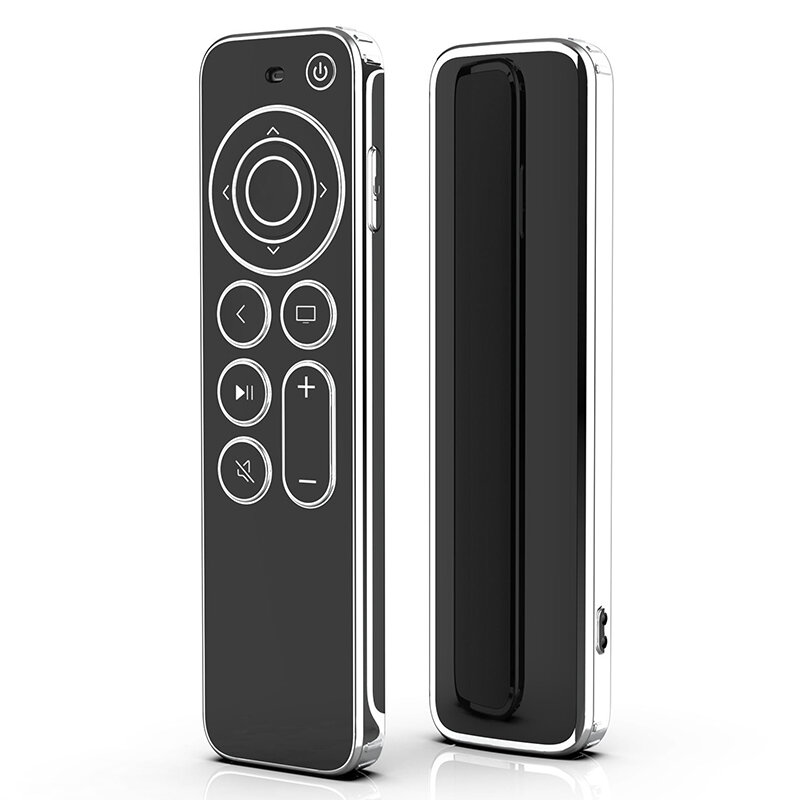 Coque en TPU Silver Edge, compatible avec Apple TV, télécommande 4K/HD, empêche les rayures, protection contre les chutes, coque de protection transparente