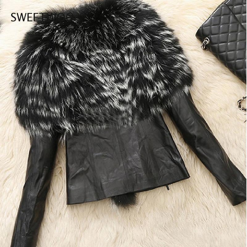 Manteau en fausse fourrure pour femme, veste Slim en cuir Pu, vêtements d'extérieur pelucheux, tendance, collection automne hiver 2021