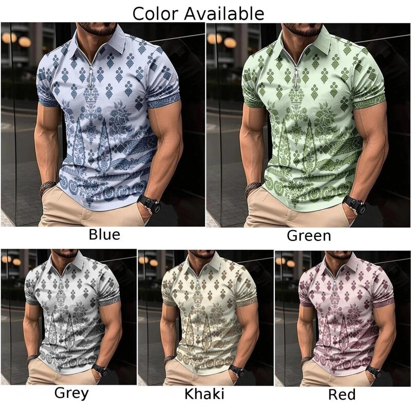 Camisa de manga corta con estampado de poliéster para hombre, blusa informal Formal de negocios, Tops de uso diario, oficina, Universal