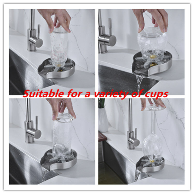 Automatic Cup Washer Glass Rinser Cleaning Tool Stainless Steel Glass Rinser for Kitchen Sinks Glass Cup