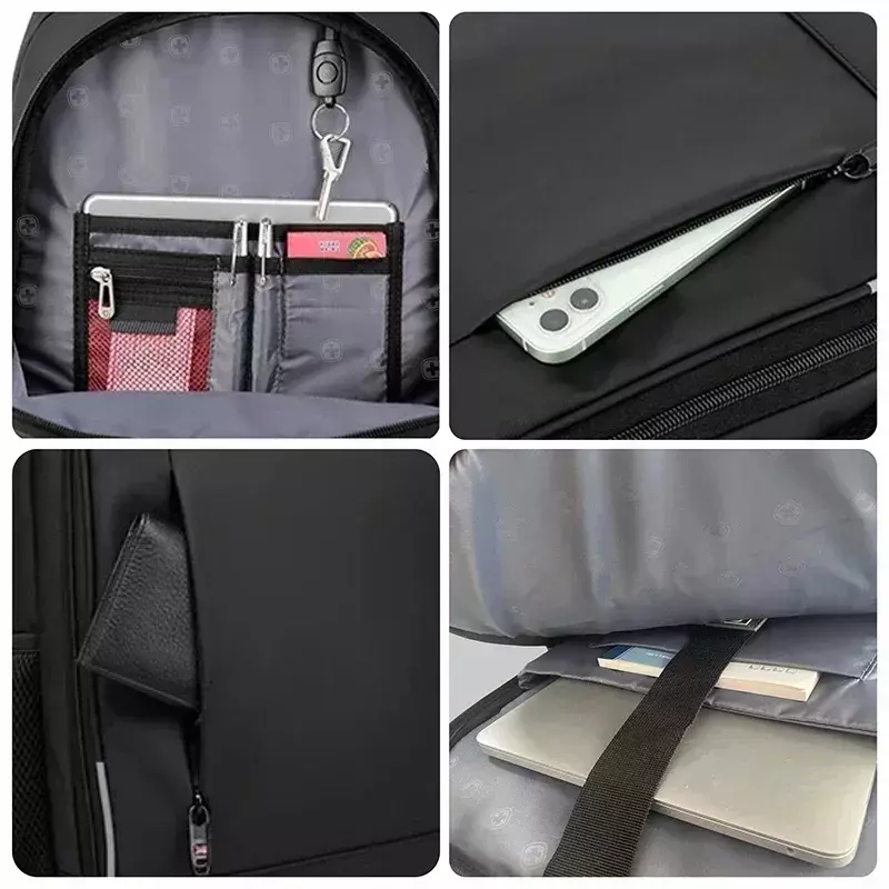 Mochila impermeável anti-roubo para laptop USB para homens, bolsa de grande capacidade, mochila de viagem, mochila mochila de viagem