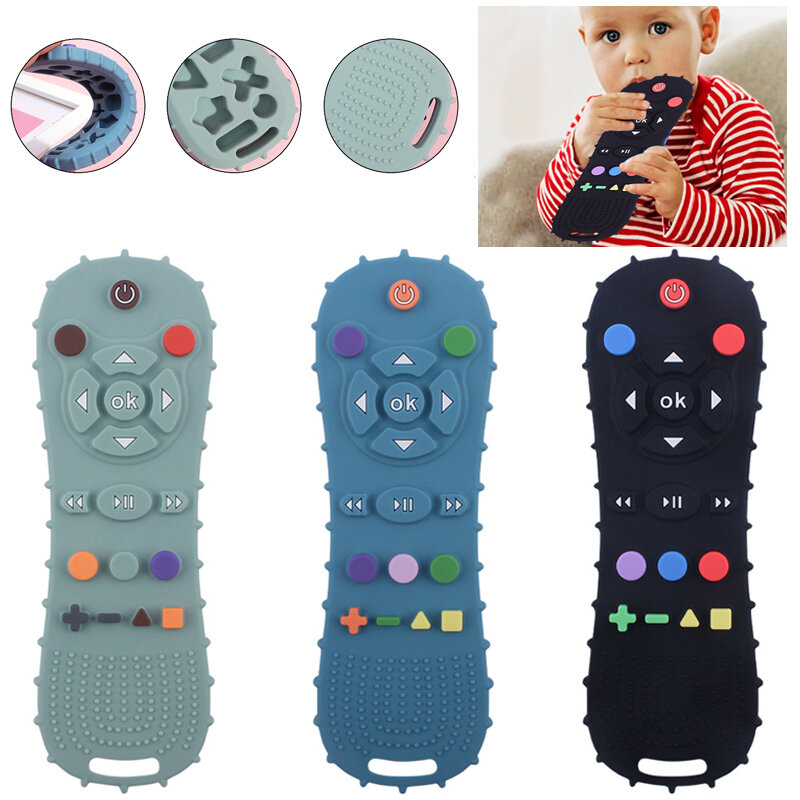 Novelty Silicone Simulation TV Remote Control Shape Soothing Toy Baby Food Grade Teaser Stick Children's Sensory Education Toys