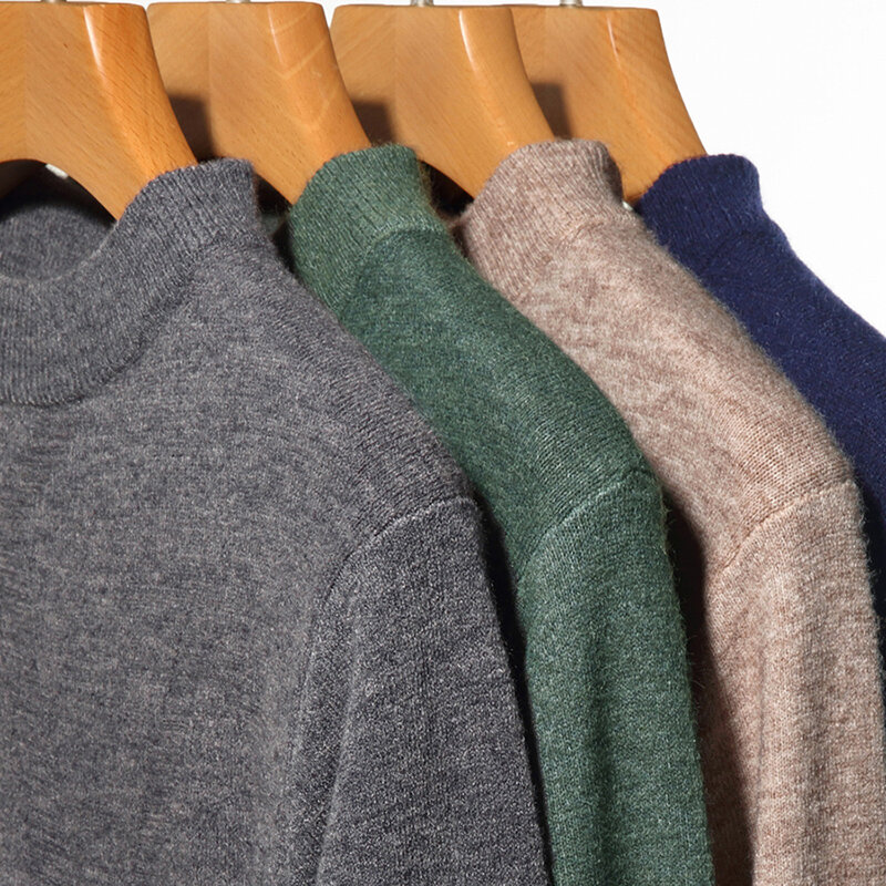 2023 maglione da uomo girocollo maglione tinta unita Pullover in finta lana da uomo manica lunga inverno
