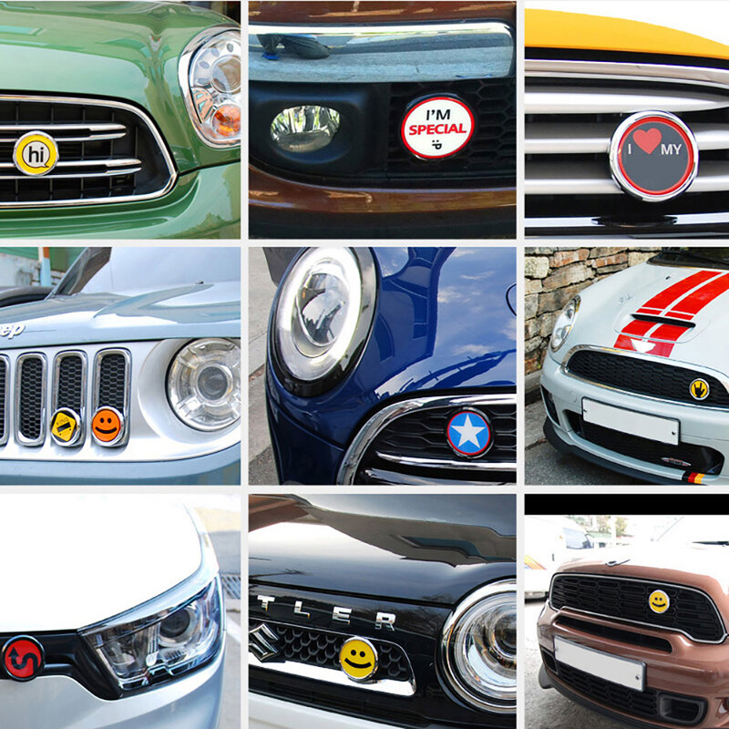 Emblema de rejilla delantera de Metal 3D para Mini Cooper, accesorios para Ford, Nissan, Benz, Dodge, BMW, KIA, Audi