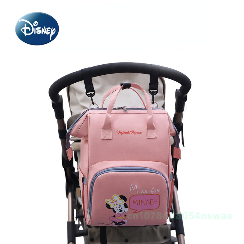Disney-mochila de Mickey para pañales de bebé, bolso multifuncional de gran capacidad, alta calidad, a la moda