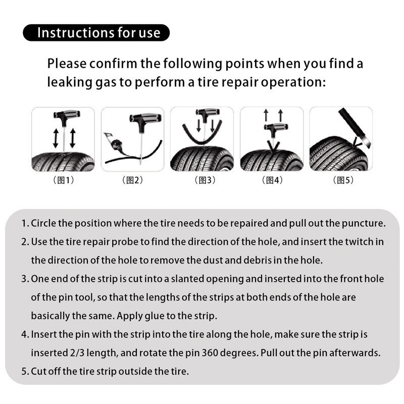 Car Tire Puncture Repair Tool Kit, Plug Tools, Pneus Puncture, Emergência para Pneus Tiras, Agitando Cola