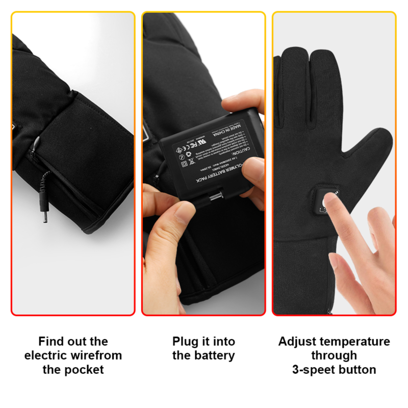 Winter Heating Gloves with Hot Wire Insulation Gloves Rechargeable Batteries for Men and Women Skiing Electric Gloves