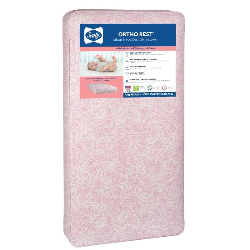 Высококачественный плотный матрас для детской кроватки и малышей, спираль 150, розовый