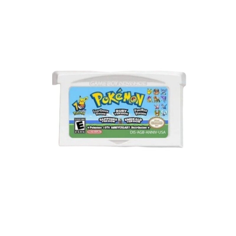 GBA Pokémon Distribution Cassette Game Card, Coleção GBA, Lançamento do 10 ° Aniversário