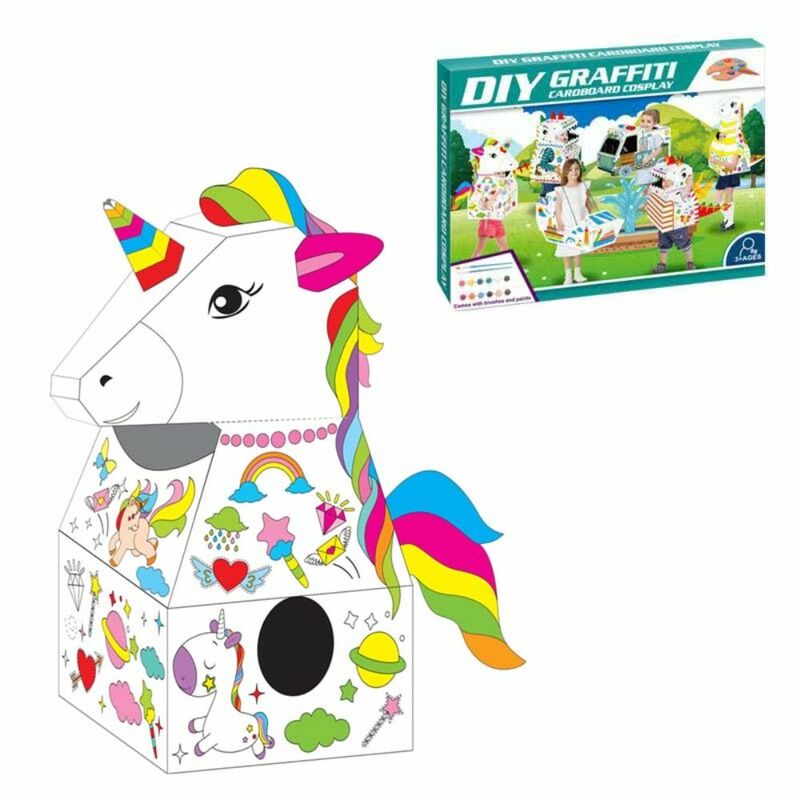 DIY 3D Carton Handmade Creative Cardboard Animal Graffiti Model Kindergarten Carton Toy Can Be Colored Make Graffiti Toys