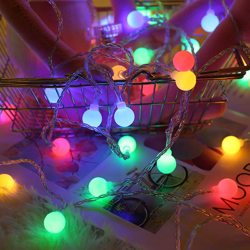 6M 10M Cherry Ball LED Garland Luzes Fairy String Bateria/USB Power Wedding Christmas Holiday Outdoor Room Garland Decoração