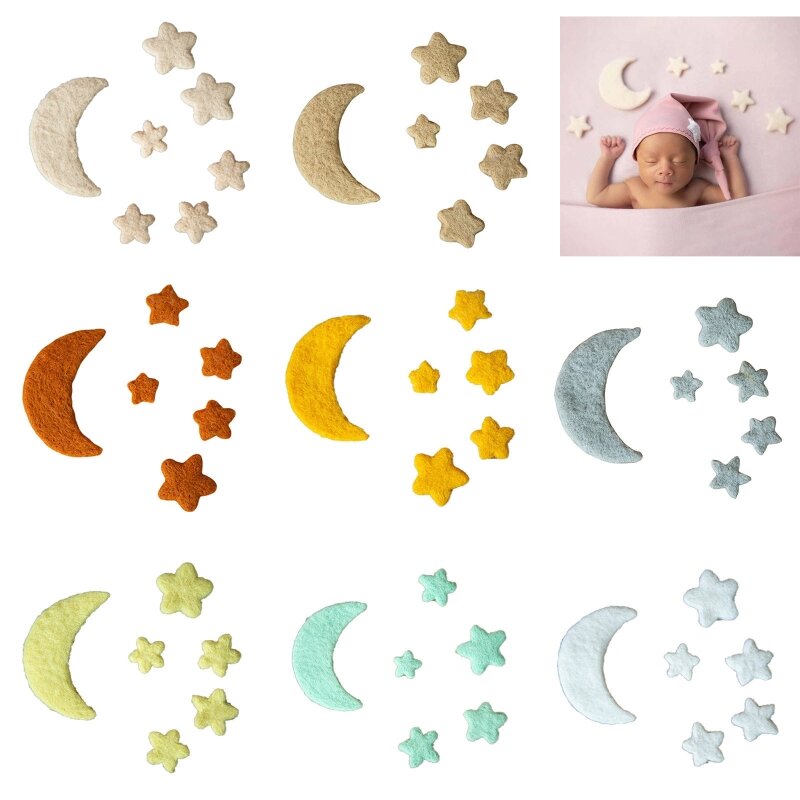 Lã feltro mini lua estrelas bebê infantil foto decorações recém-nascidos fotografia adereços