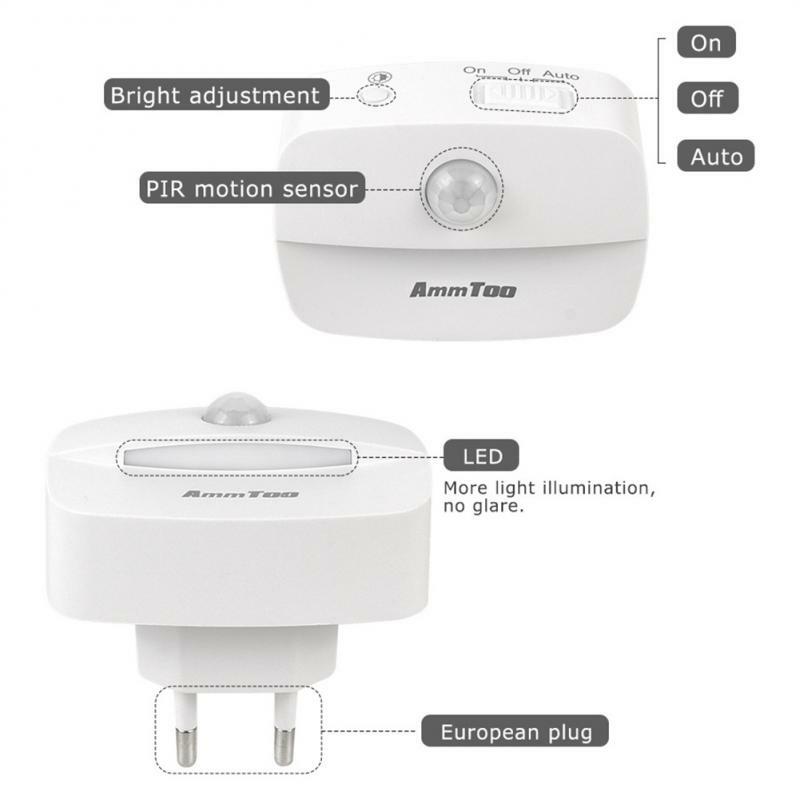 Lampu malam LED Sensor gerak PIR, lampu pintar 110V 220V baterai AAA untuk kamar tidur kamar mandi Koridor 1 ~ 10 buah