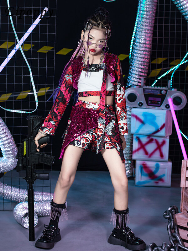 Kostum Fashion nasional anak perempuan, kostum Jazz gaya Cina, Model Catwalk, baju trendi