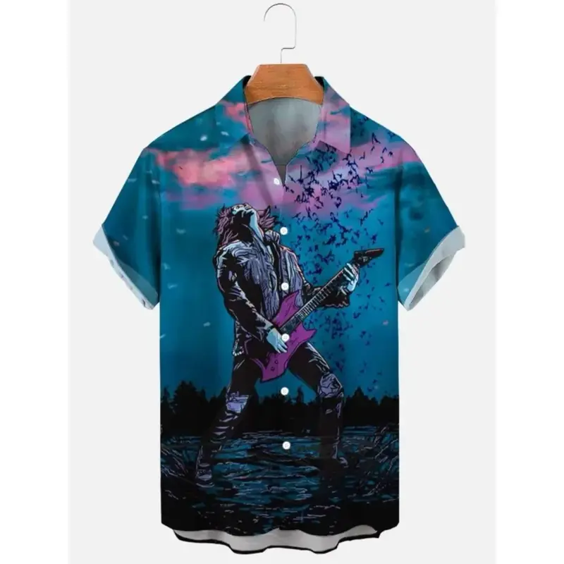2024 гавайская рубашка с коротким рукавом, Мужская роскошная одежда, повседневная мужская Ретро одежда с 3D-принтом, размер