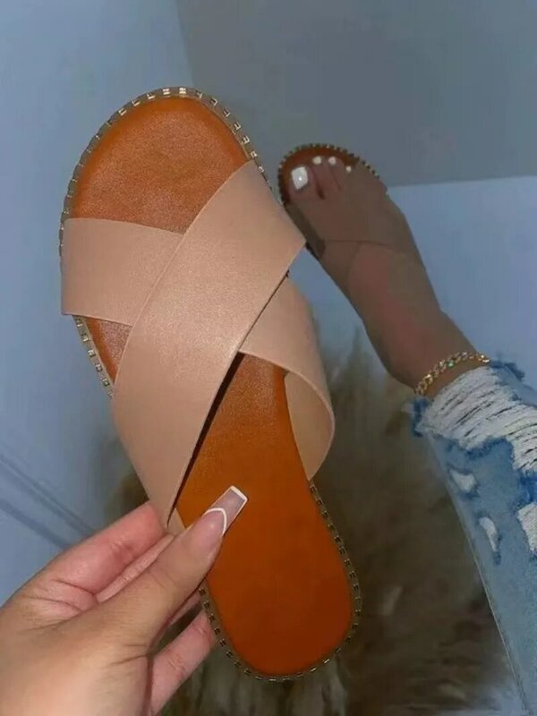Comemore 2024 nowy duży rozmiar płaska podeszwa Casual wzór w cętki klapki damskie sandały letnie tanie buty likwidacja duży rozmiar