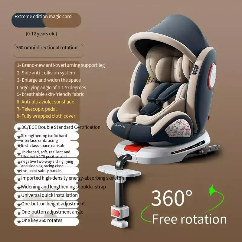 Assento giratório portátil de 2 vias para bebê recém-nascido, confortável e ajustável, assento de carro confortável, infantil e carro, almofada de esponja