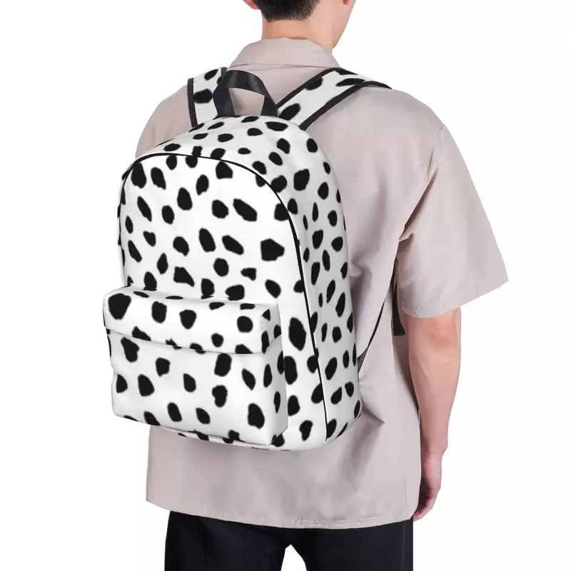Aspyn Spots-mochila blanca y negra impermeable para estudiantes, Bolsa Escolar para computadora portátil, mochila de viaje, bolsa de libros de gran capacidad