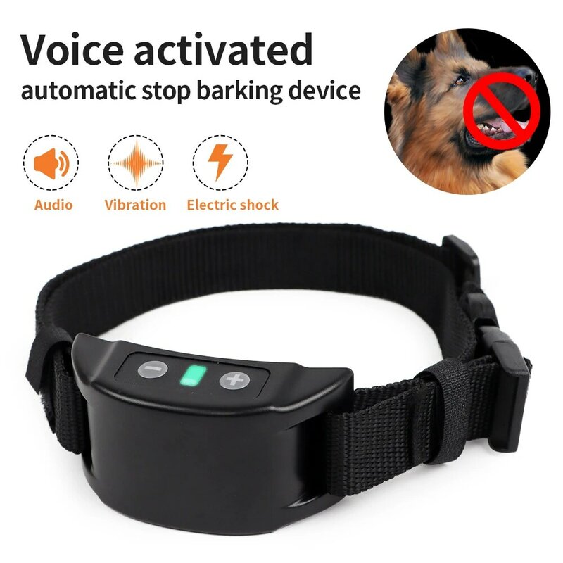 Electric Anti Barking Device Small Pet Dog Training Collar Adjustable Ultrasonic No Barking Tone Shock Teaching Tool