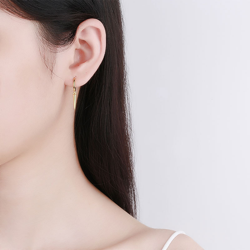 2024 Fashion hot selling simple punk long plain triangle spike hoop earrings for women jewelry