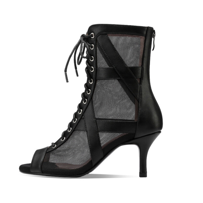 Chaussures de danse latine pour femmes, bottes de salle de bal à semelles souples, Tango Salsa en maille, talons hauts pour l'extérieur, nouvelle collection 2021