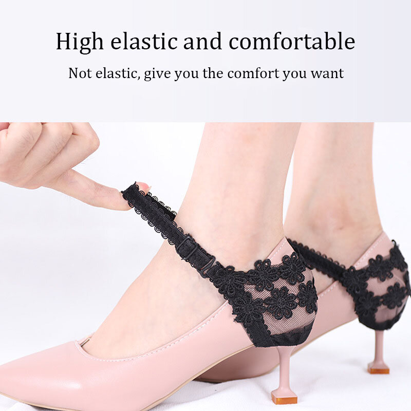 1 Paar elastische Anti-Drop-Schuhe Spitze Fersen bezug für Lederschuhe Sandalen Einzels chuhe rutsch feste High Heels verstellbare Band Frauen