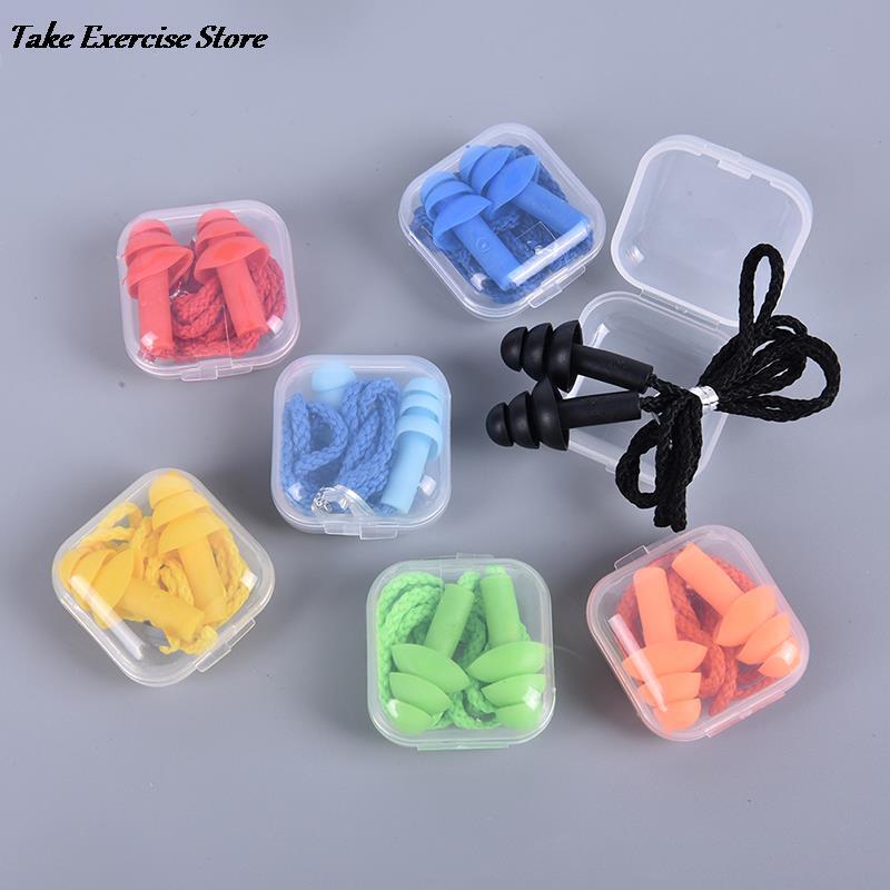 1 Pair Soft Anti-Noise Ear Plug Waterproof Swimming Silicone Swim Earplugs For Adult Children Swimmers Diving With Rope HOT!
